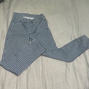 Uniqlo xs gingam blue and white pants with elastic waist band